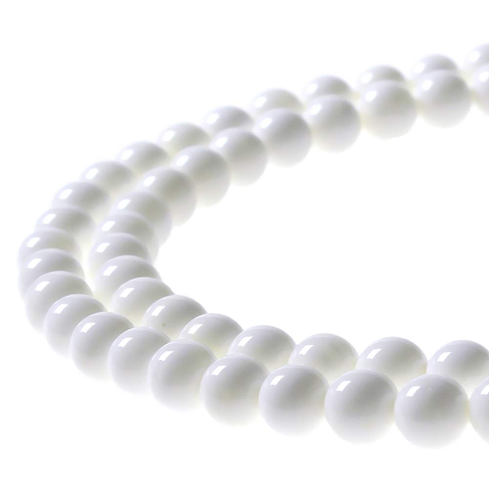 MJDCB 7A Natural Deep Sea White Shells Round Stone Beads for Jewelry Making DIY Bracelet Necklace (10mm)
