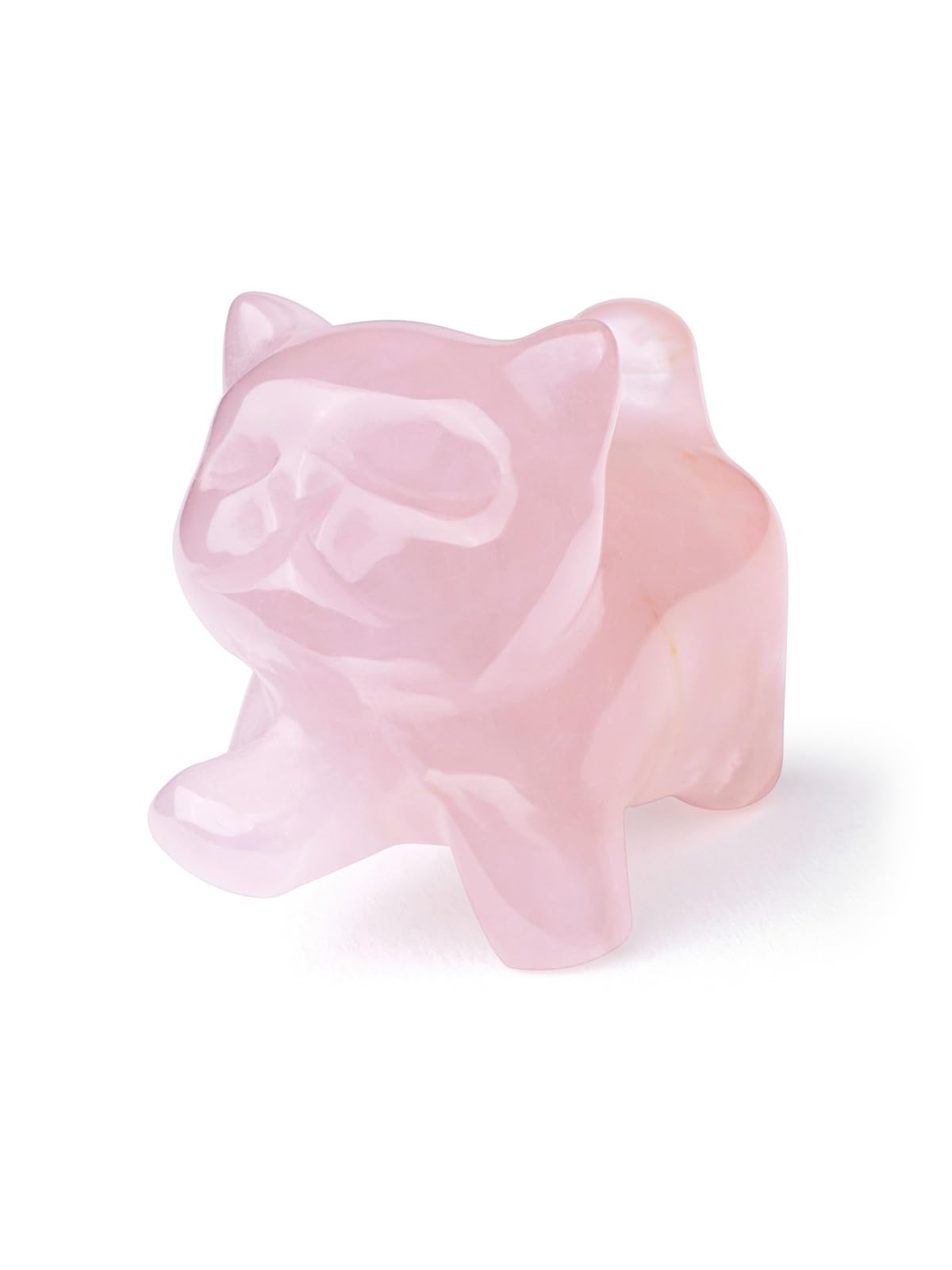 Top Plaza 1 PC Rose Quartz Crystal Cute Cat Figurine Gifts Carved Healing Lucky Home Decor Natural Gemstone Cats Collectibles Pocket Sculpture for Cat Lovers