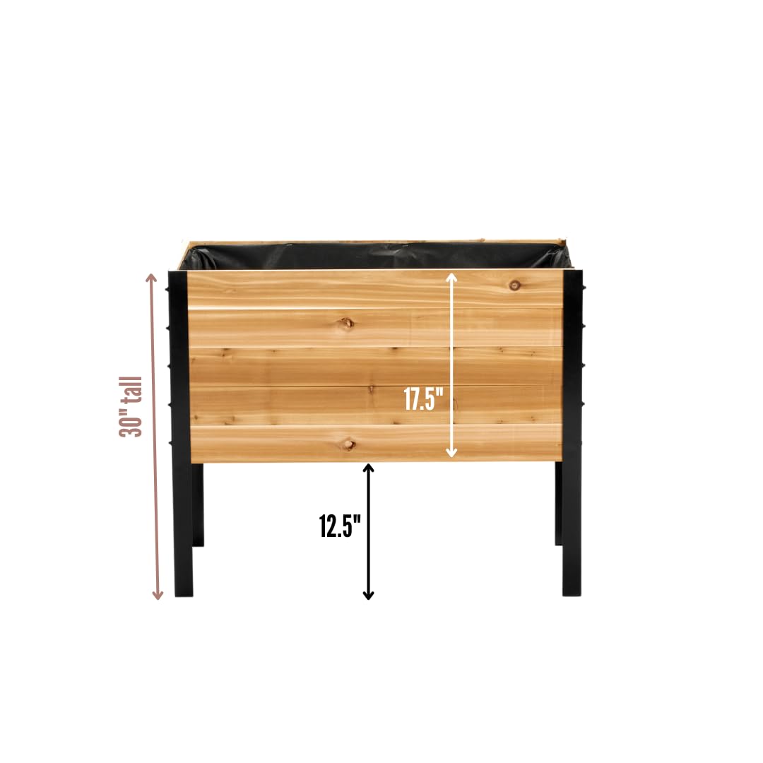 EARTH ELEVATED 100% Canadian Cedar Wood Elevated Garden Bed for Gardening - Planter Pot to Grow Herbs Flowers, and Vegetables at Home Indoor and Outdoor Patio Balcony Deck - 18” x 36” x 30”