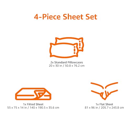 Amazon Basics 4 Piece Breathable 100% Cotton Jersey Knit Bed Sheet Set, Includes Flat and Fitted Sheets, Pillowcase, Stretchy, Full, Light Gray, Solid