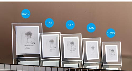 Cq acrylic 4x6 Glass Picture Frame,Silver Mirrored for Photo Display Stand on Tabletop,Pack of 2
