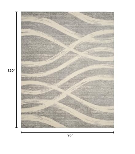 SAFAVIEH Area Rug 8x10 - Adirondack Collection - Large - Grey & Cream, Modern Wave Design, Non-Shedding & Easy to Clean, Ideal for Living Room, Bedroom, Dining Space (ADR125B)