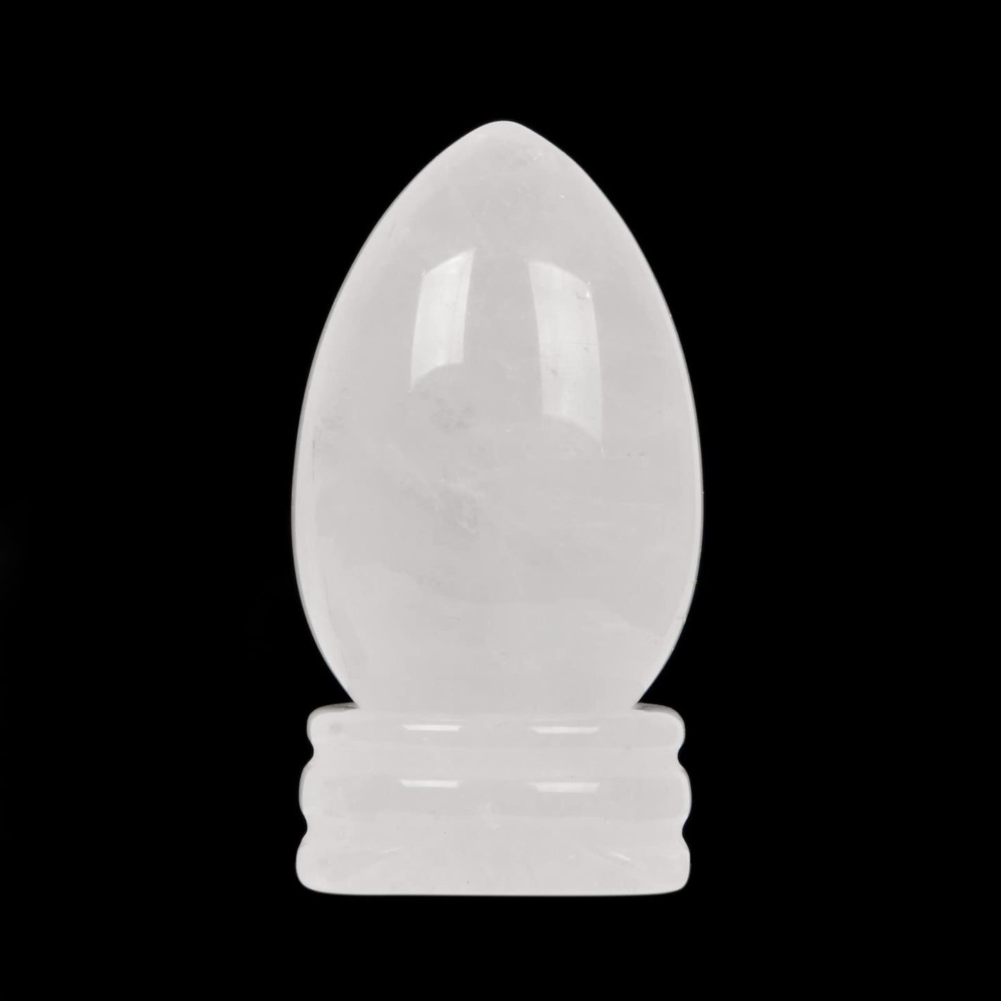Justinstones Natural White Clear Quartz Gemstone Egg Crystal Healing Chakra Meditation Home Office Decor Stone with Stone Stand