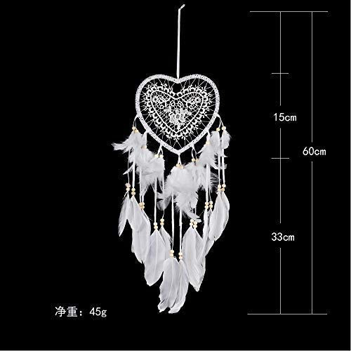 Skreened Christmas Lights，Fashion Handmade LED Light Dream Catcher with Feather Love Heart Dream Catcher Night Light Home Bedside Wall Hanging Home Party Wedding Decoration Gift (White)