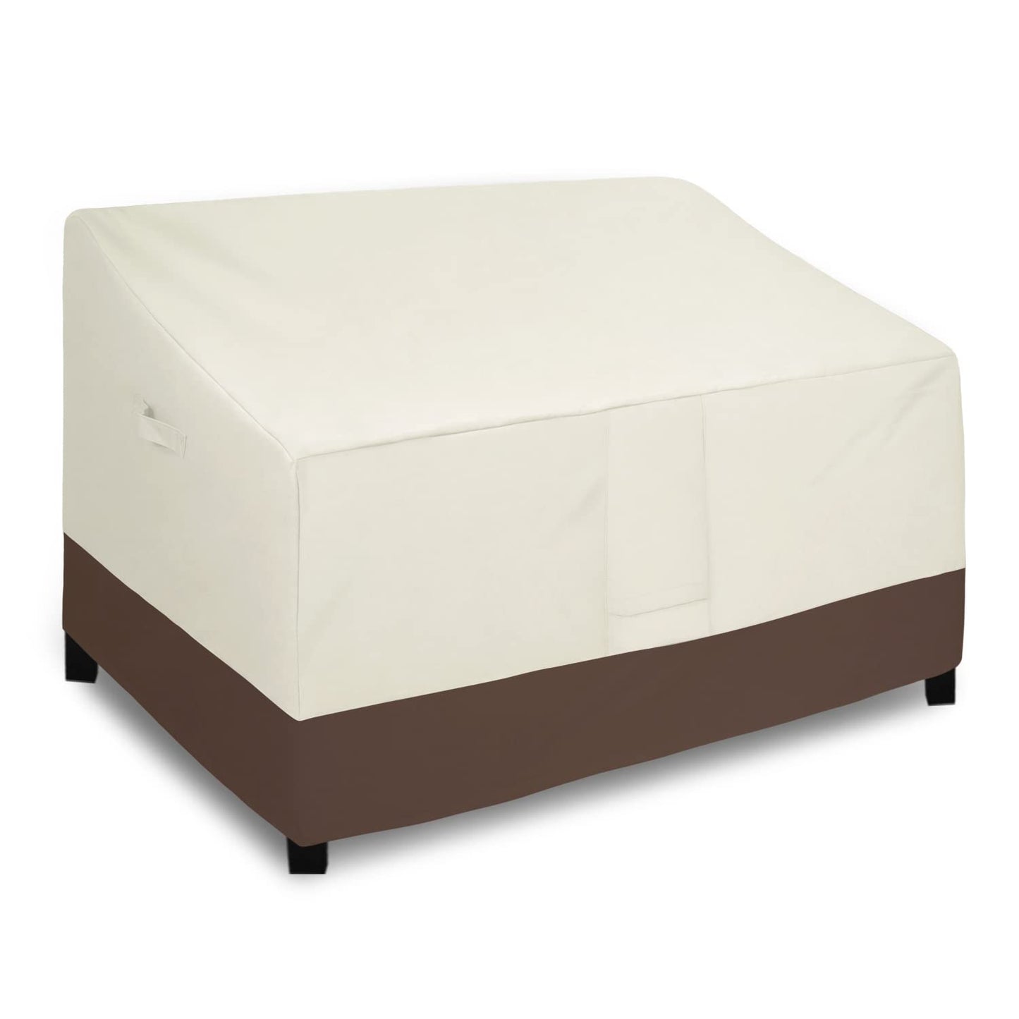 Easy-Going Heavy Duty Waterproof Outdoor Loveseat Couch Bench Patio Furniture Cover Windproof Durable (54Wx38Dx35H inch, Beige/Dark Brown)