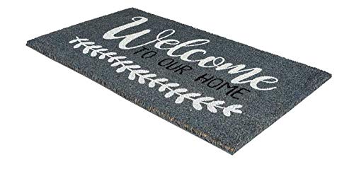NoTrax, Welcome to Our Home, Vinyl-Backed Natural Coir Doormat, Entry Mat for Indoor or Outdoor Use, 18"x30", C12 (C12S1830OH)