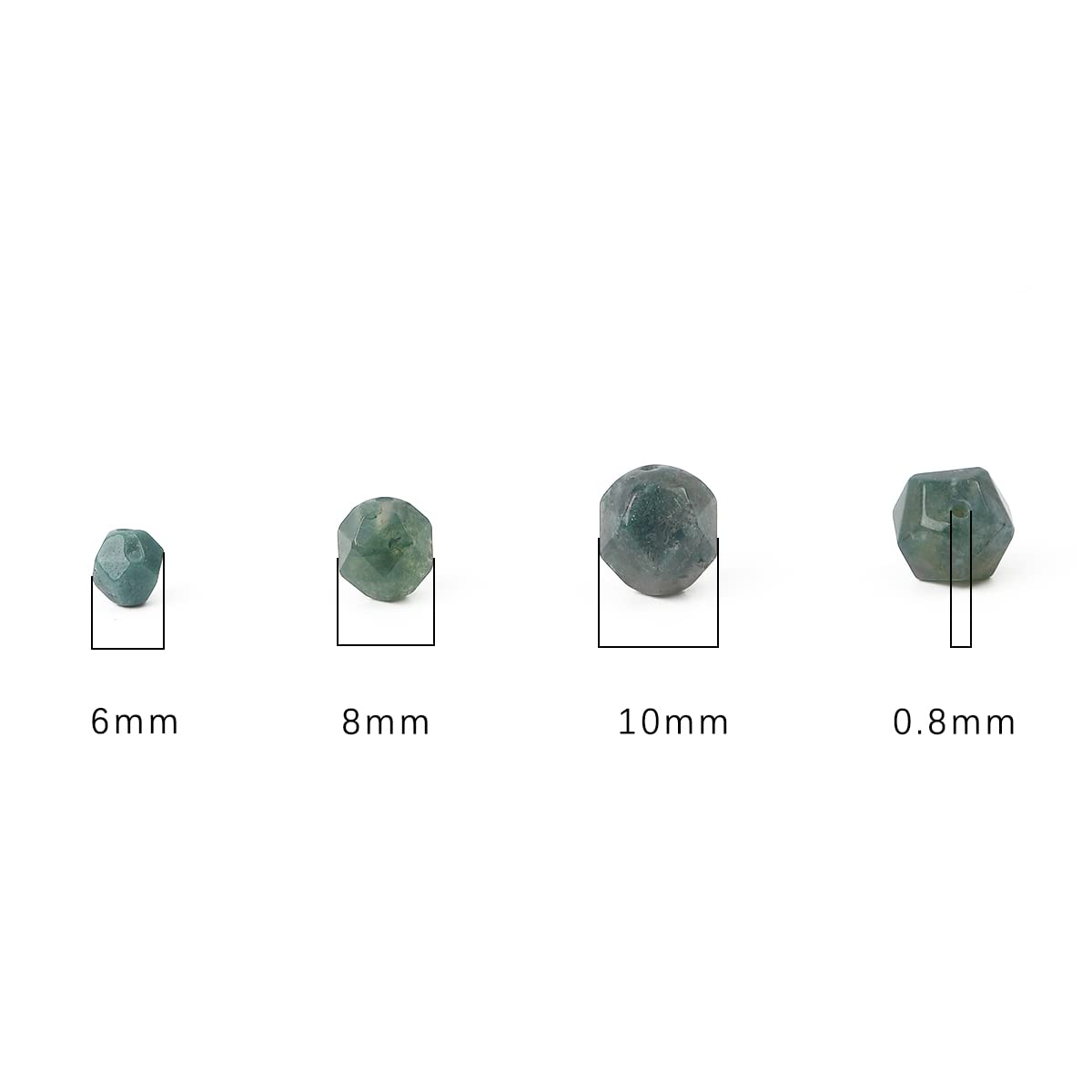 BEADIA Faceted Natural Moss Agate Stone Round Beads 6mm 36cm/Strand for Jewelry Making