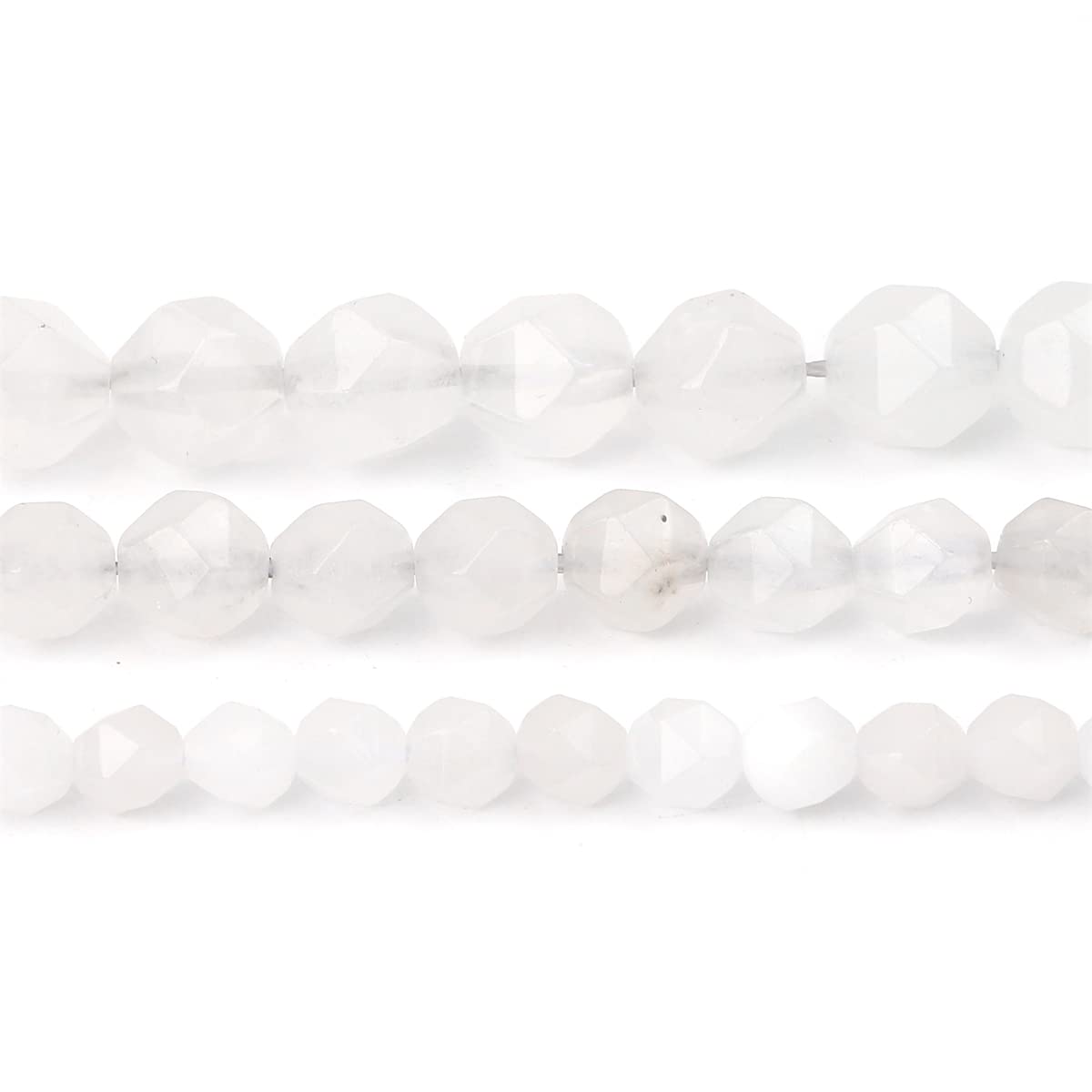BEADIA Faceted Natural White Agate Stone Round Beads 6mm 36cm/Strand for Jewelry Making