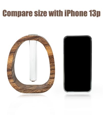 Modern Wooden Glass Test Tube Vase - Desk Plant Decor, Suitable for Home and Office Use