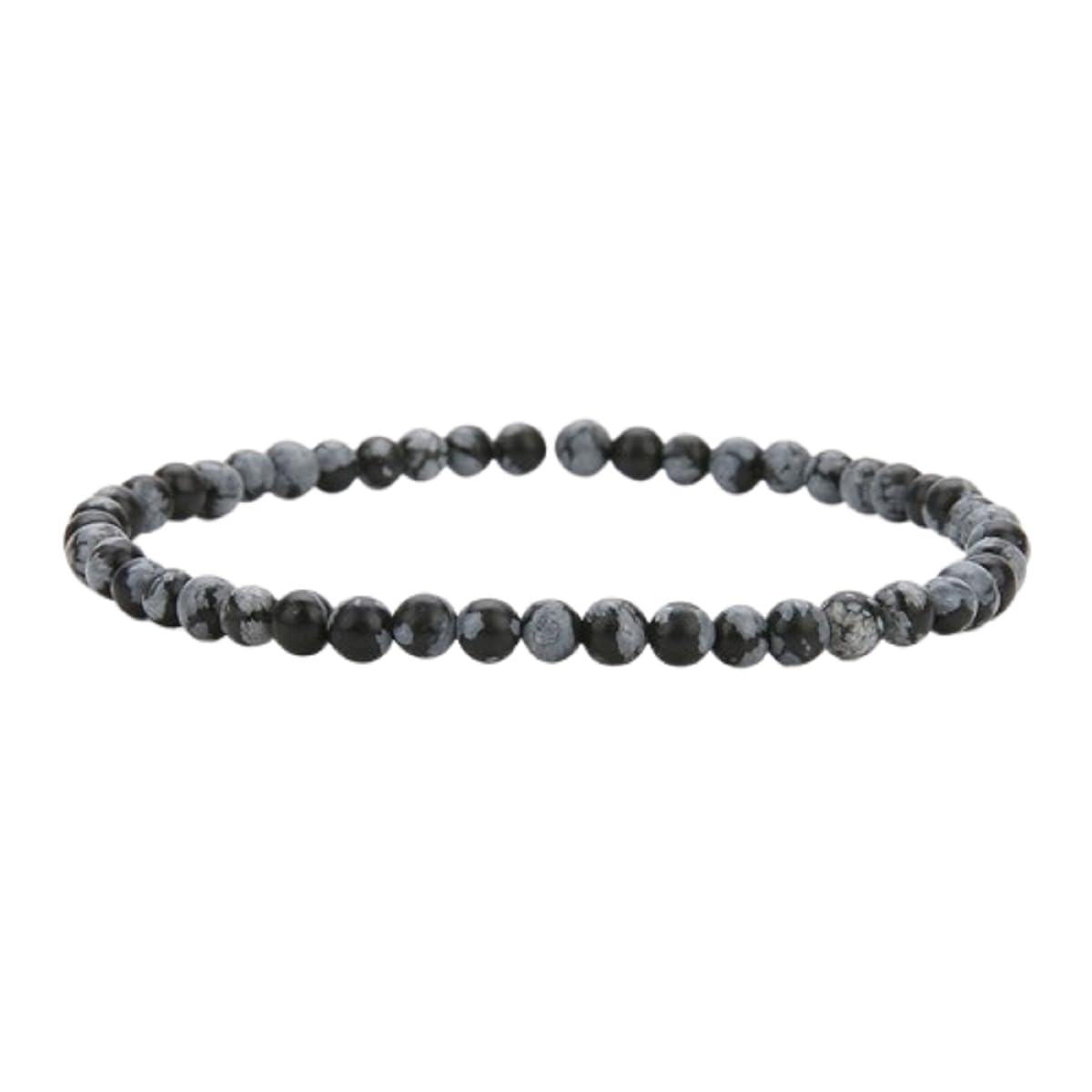 Handmade 4mm Tiny Beads Bracelet – Natural Healing Stone Beads for Yoga, Mala, and Bohemian Stacking – Stretch Bracelet for Men and Women (Snowflake Obsidian)