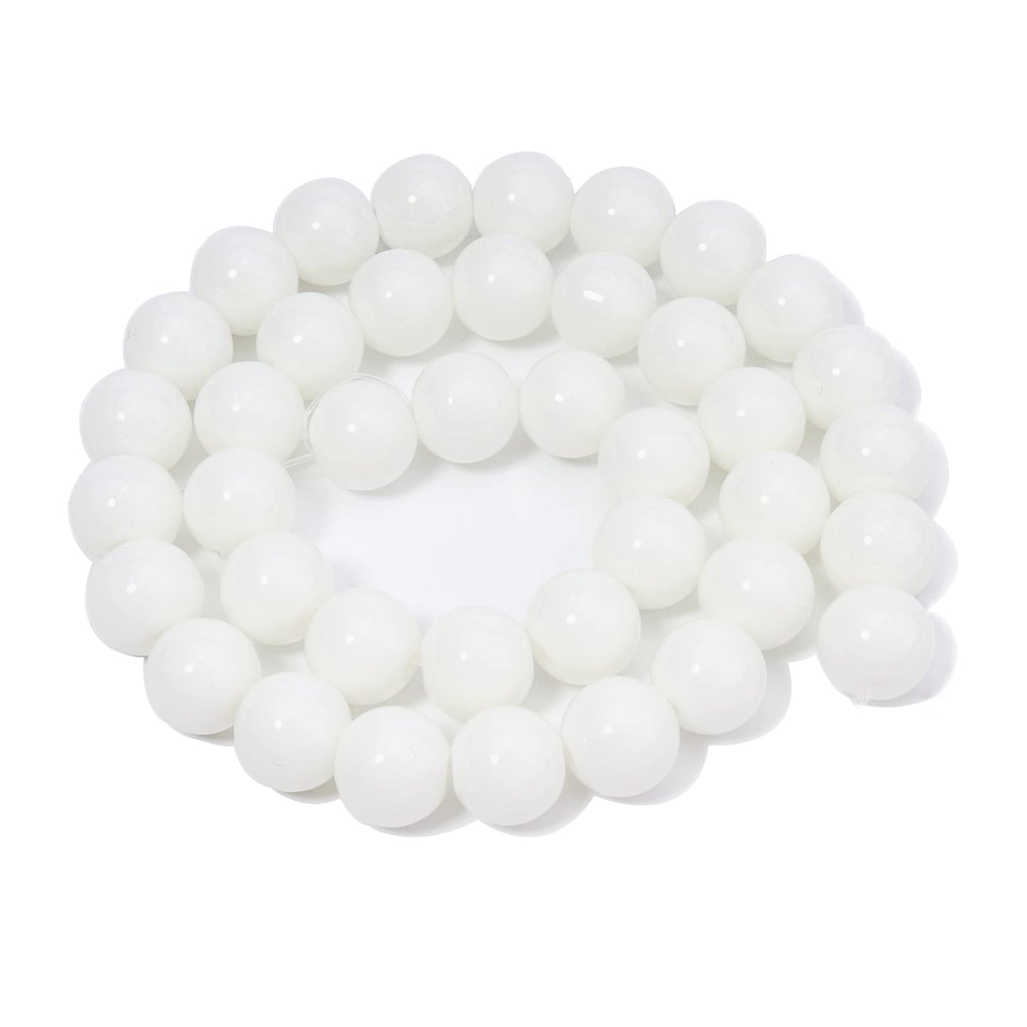 45pcs 8mm Natural Stone Beads White Jade Tridacna Beads Energy Crystal Healing Power Gemstone for Jewelry Making, DIY Bracelet Necklace