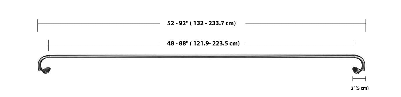 Amazon Basics Room Darkening Blackout Curtain Rod for Bedroom and Living Room, Curved, Wraps Around, Blocks Light, for Heavy Curtains, 48" to 88", Black