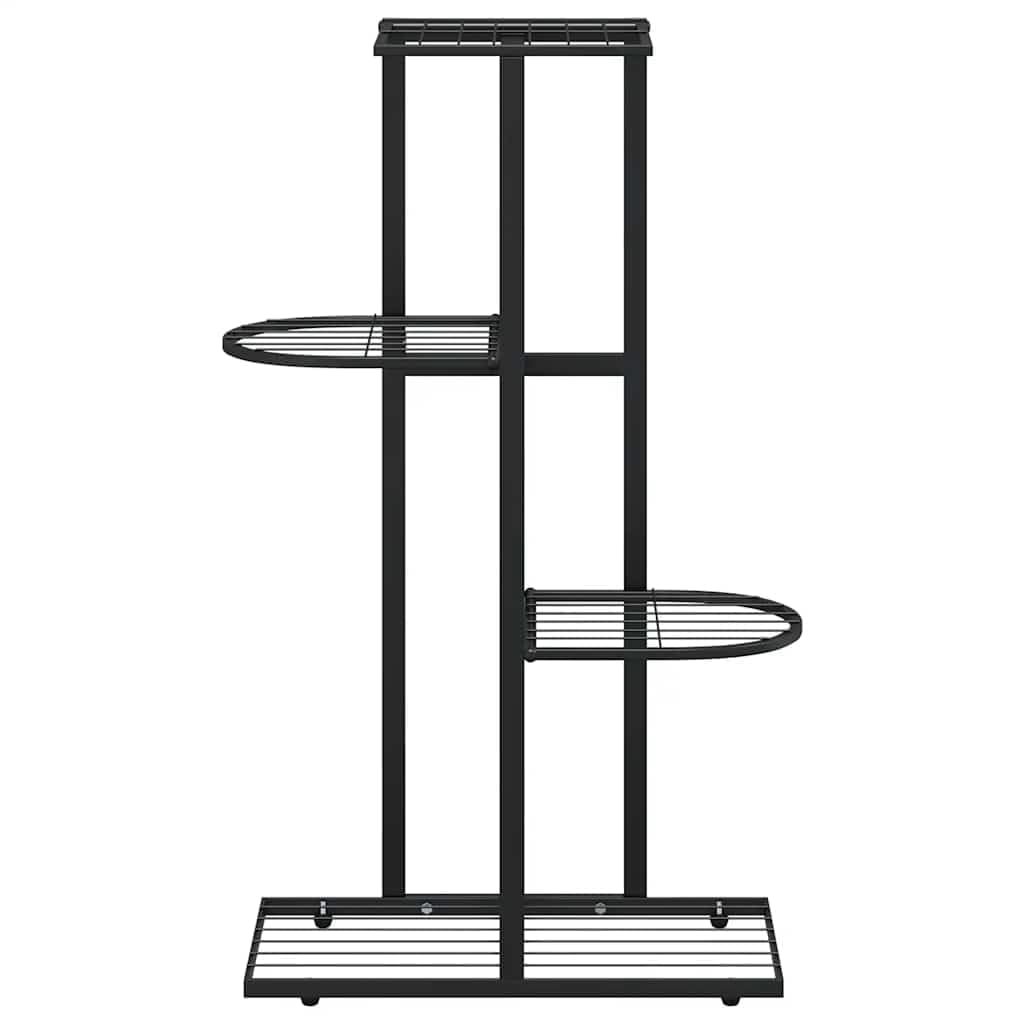 FMPGJLYH 4-Tier Metal Plant Stand, Tall Indoor Outdoor Flower Shelf for Living Room, Garden, Balcony, Modern Rectangular Display Rack, Black