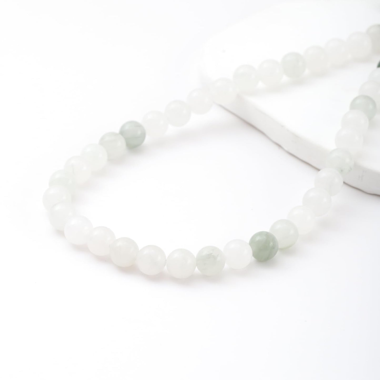 10mm 38pcs DIY Natural White Jade Stone Beads Round Healing Crystal Gemstone Loose Beads for Jewelry Making Handmade Bracelet Necklace
