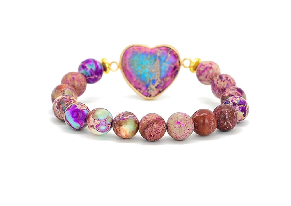 ZOSOJONA Women Wrap Bracelet Boho Natural Jasper Crystal Stone Beads Strand Bracelets (Imperial Jasper)