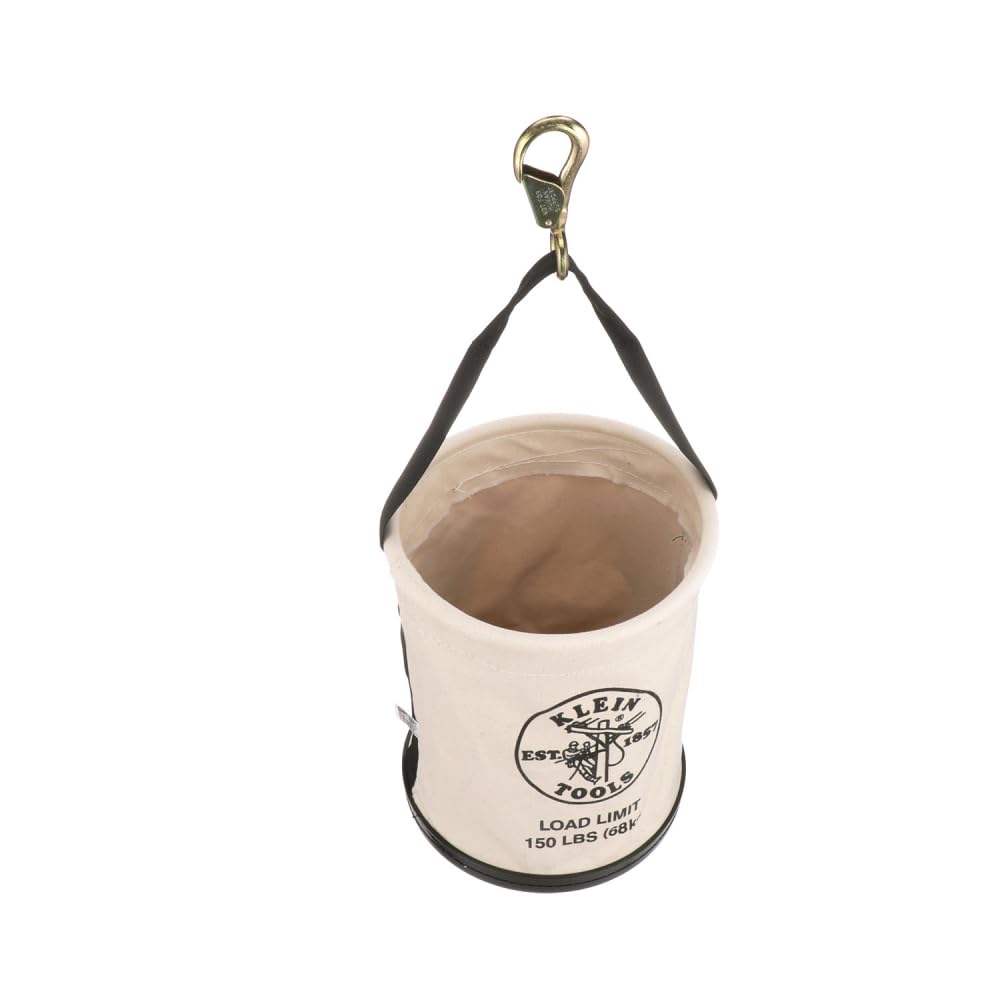 Klein Tools 5109SLR Canvas Bucket, All-Purpose Tool Bucket with Plastic Bottom with Drain Holes, Load Rated Up to 150-Pounds