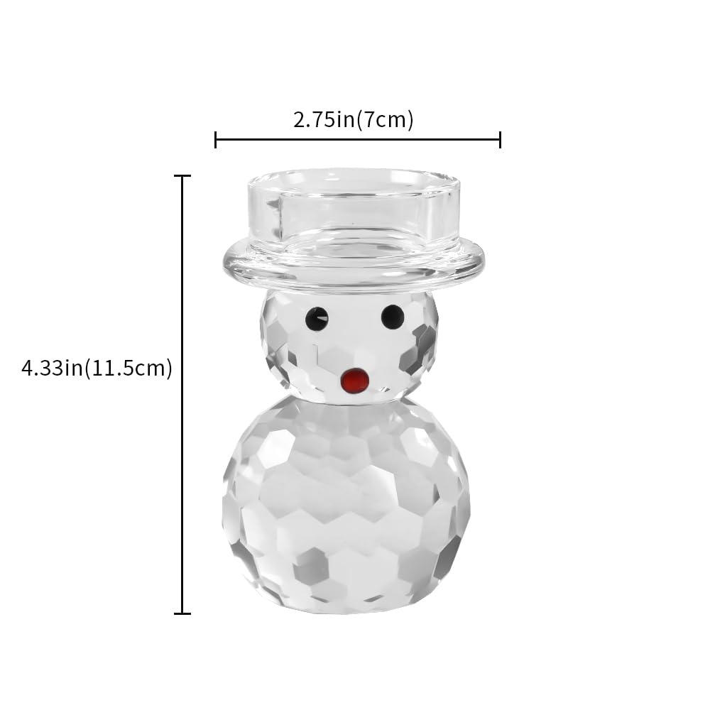 2 Pcs Crystal Christmas Candle Holder Snowman Christmas Candlestick with Cute Shape Home Table Decorations for Winter Xmas Farmhouse Kitchen Decor