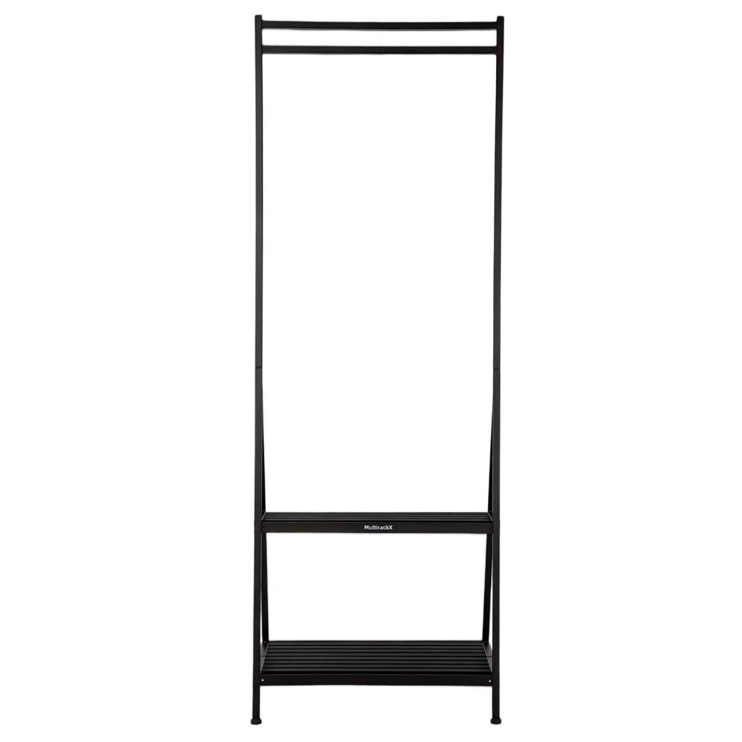 MultirackX Hanging Plant Stand Folding Plant Stand 2 Tier Ladder Shelf with Hanging Rod Height Adjustable Flower Pot Display Organizer for Balcony Porch Living Room