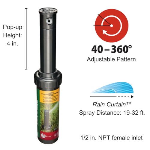 Rain Bird 32SA/4PKS Simple Adjust 32SA Gear Drive Rotor, Adjustable 40° - 360° Pattern, 19' - 32' Spray Distance, 4-Pack