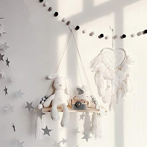 Skreened Christmas Lights，Fashion Handmade LED Light Dream Catcher with Feather Love Heart Dream Catcher Night Light Home Bedside Wall Hanging Home Party Wedding Decoration Gift (White)