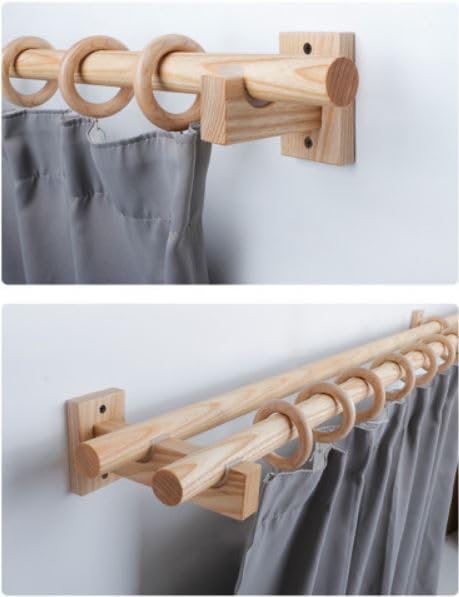 96 Pcs Wooden Drapery Curtain Rings with Metal Hooks – 3.5''Outer, 2.7" Inner Diameter – Beechwood Durable Wooden Drapery Rod Rings for 1-1.5 inch – Pack of 96