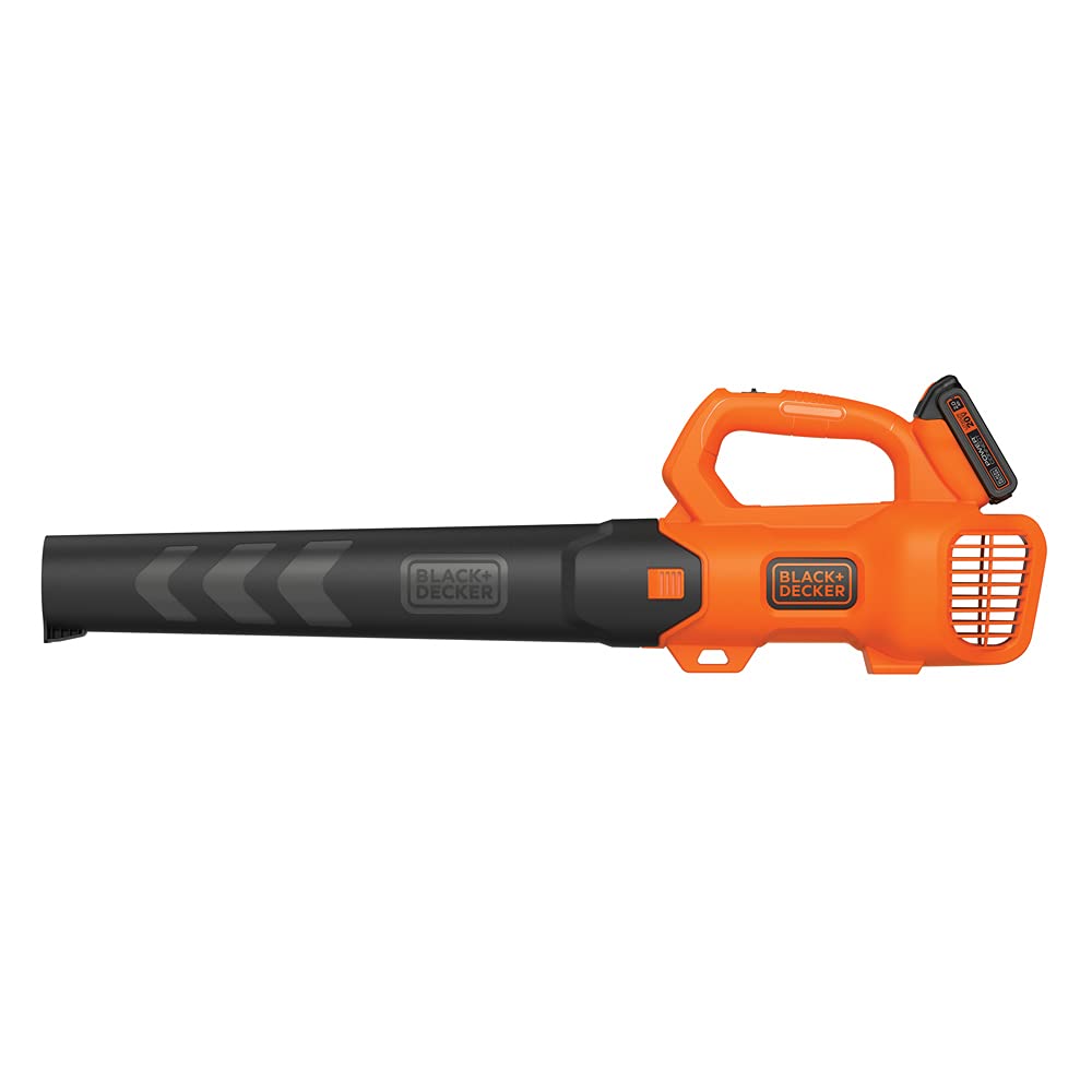 BLACK+DECKER 20V MAX Cordless Leaf Blower with Battery and Charger, Powerful 2-Speed, Up to 90 MPH and 320 CFM Axial Lightweight Electric Leaf Blower (BCBL700D1)