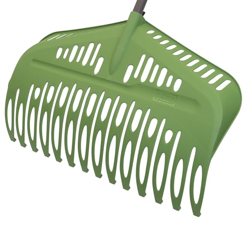 Flip Scooping Leaf Rake, Heavy Duty Lawn and Yard Care, Extra Wide Head, Green