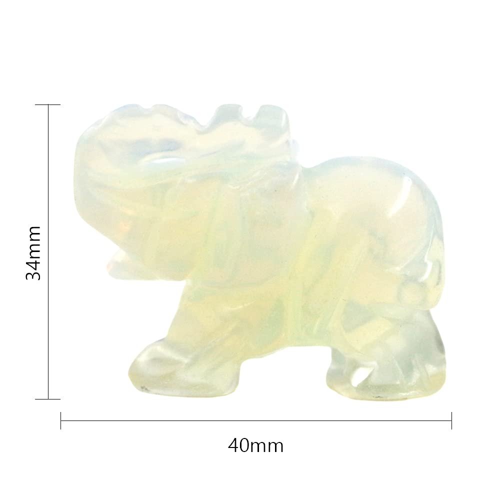 Ouubuuy Opalite Crystal Elephant Pocket Guardian Figurine Elephant Statue 1.5 inch for Healing Reiki Spiritual Gift Cute Meditation Office Room Desk Decor