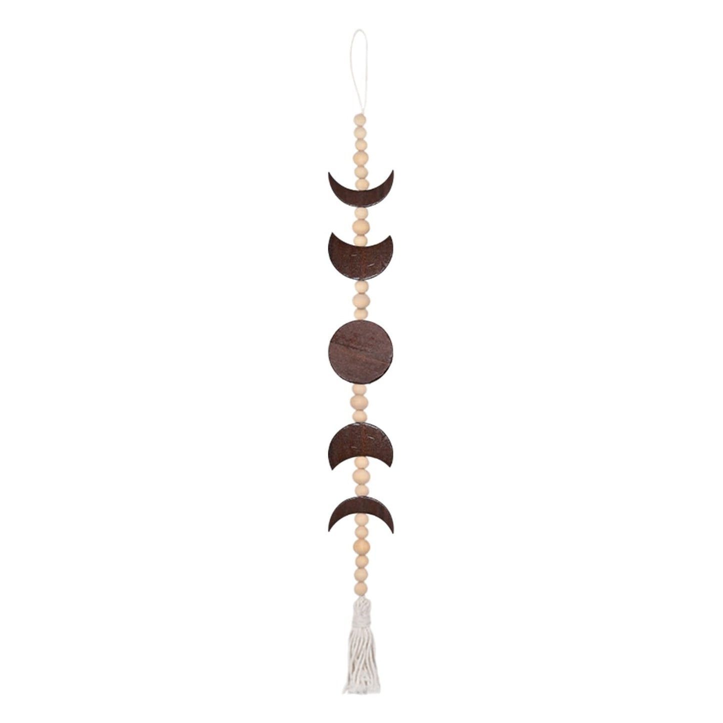 Moon Phase Wall Decor | 30 Inch Boho Moon Decor Wood Hanging with Beads & Tassel, Boho Living Room Decor for Bedroom, Above Bed, Office, Dorm