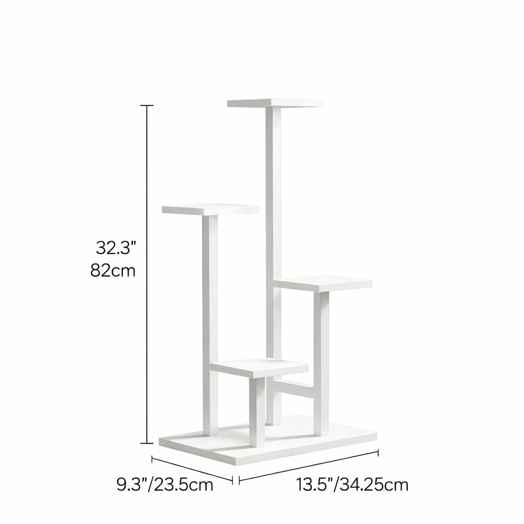 Kikbo 4-Tier Plant Stand Indoor, Tall Metal Plant Shelf for Multiple Plants, Corner Flower Pot Stand for Living Room, Balcony, Bedroom, Space Saving Plant Rack, White