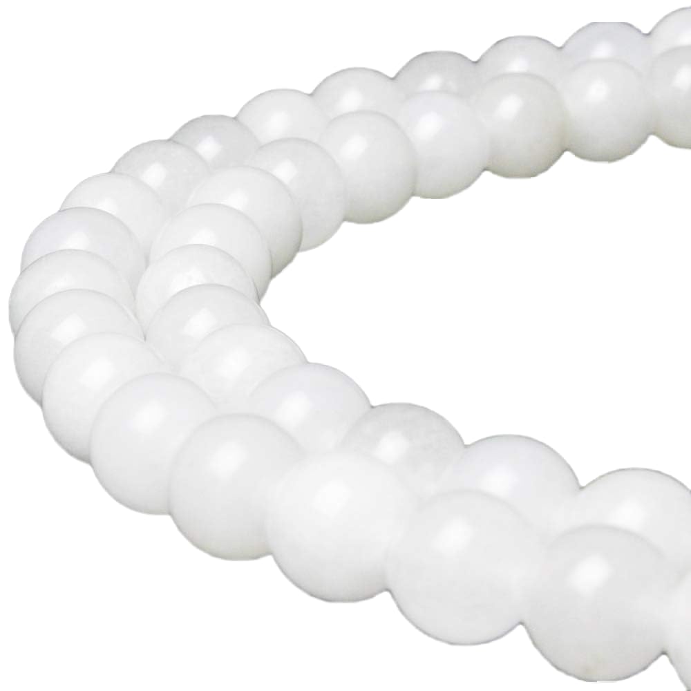 MJDCB Beads for Energy Bracelets Yoga Bracelet DIY Bracelet Natural Stone Beads White Jade 60 Pieces, 6mm