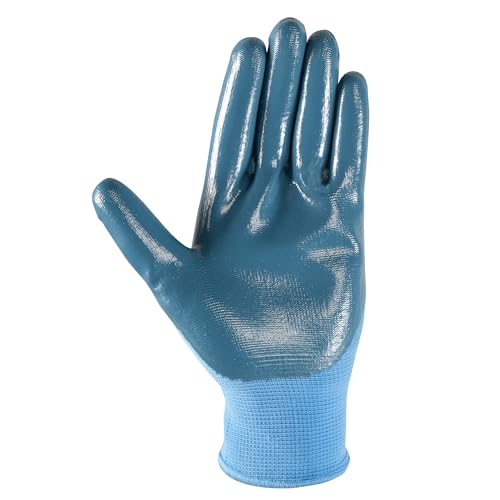 Wells Lamont Women's Blue Nitrile Coated Work and Gardening Gloves, Medium (497M-400)
