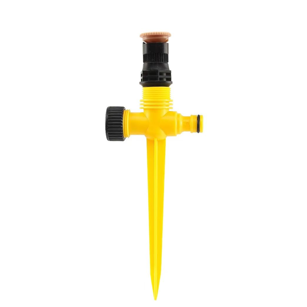 2 Pack Lawn Sprinklers for Yard - 360 Coverage Water Sprinklers for Small Medium Garden Irrigation, Adjustable Spray - Perfect for Yard, Lawn & Play - Yellow Plastic