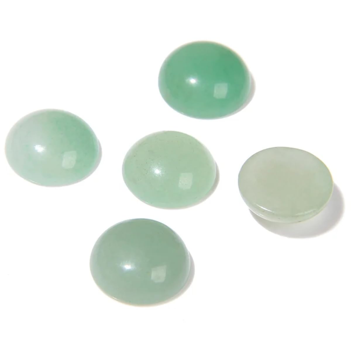 20pcs 16mm Natural Stone No Hole Green Aventurine Semicircle Smooth Cabochons Beads Healing Chakra Crystal Stone Bead for Jewelry Making Rings Earrings Necklace Bracelet DIY Crafts