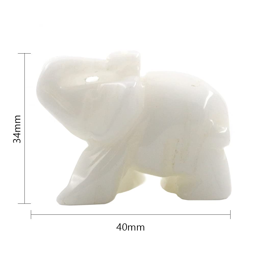 Ouubuuy White Jade Crystal Elephant Pocket Guardian Figurine Elephant Statue 1.5 inch for Healing Reiki Spiritual Gift Cute Meditation Office Room Desk Decor