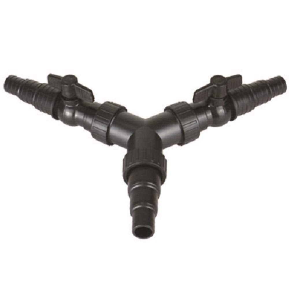 PondXpert 3 Way Y Pond Hose Connector with Flow Regulators 25/32/38mm, Water Garden Pond Tubing Flow Splitter, Koi Fish Pond Plumbing Fittings and Water Control