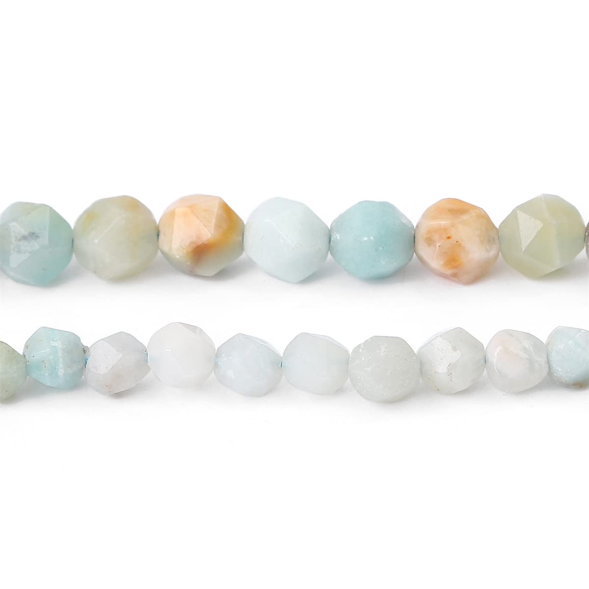 BEADIA Faceted Natural Amazonite Stone Round Beads 8mm 36cm/Strand for Jewelry Making