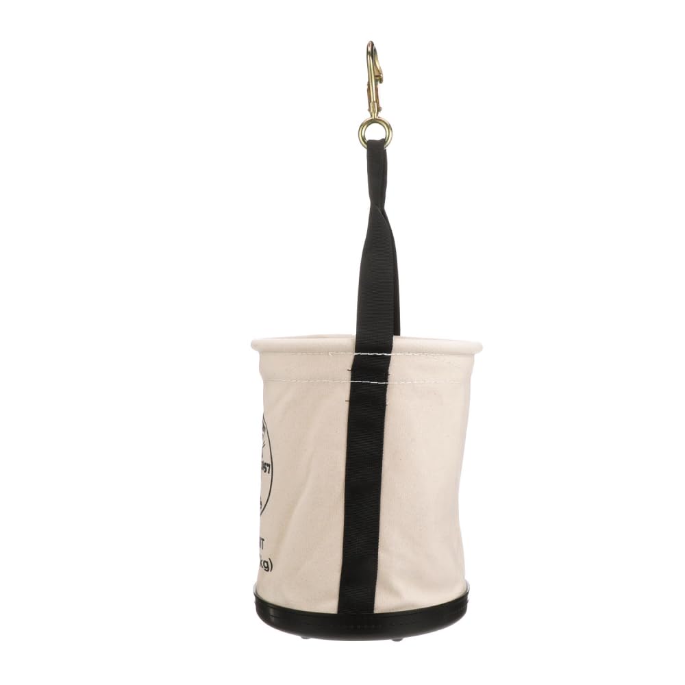 Klein Tools 5109SLR Canvas Bucket, All-Purpose Tool Bucket with Plastic Bottom with Drain Holes, Load Rated Up to 150-Pounds