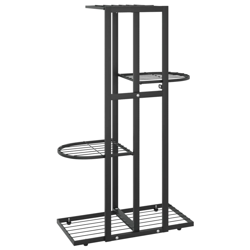 Qnhdfrt 4 Tier Black Metal Plant Stand Indoor Outdoor for Plants Flowers Decor Rectangular Powder Coated Steel Space Saving Shelf, for Living Room Balcony Garden Patio