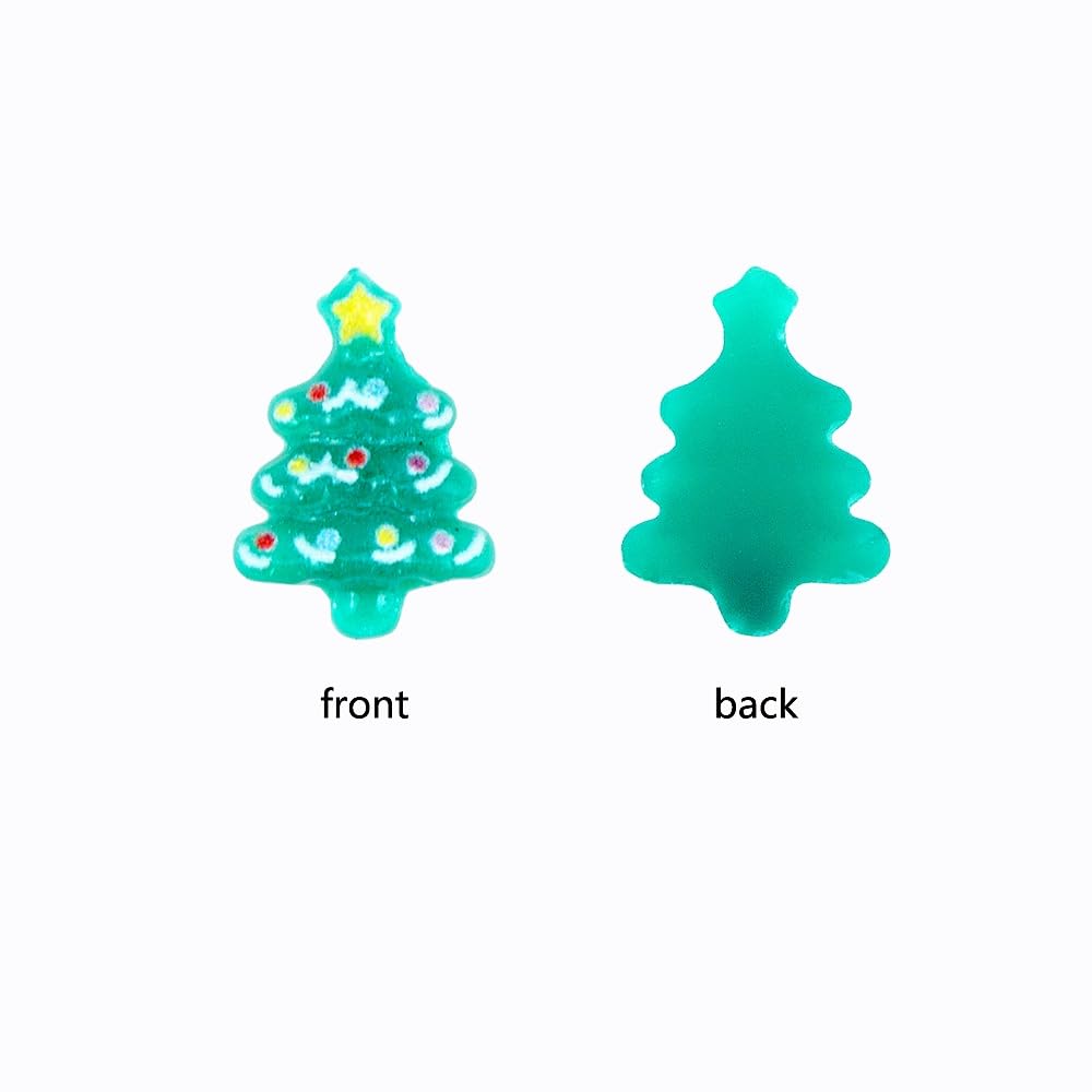 SaktopDeco 200 PCS Miniature Resin Christmas Tree Flatback Holiday Embellishments for Festival Scrapbooks Accessories