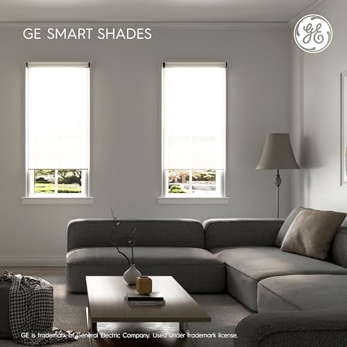 GE Smart Shades, Rechargeable Battery Roller Shade with Remote Control, Translucent White Fabric, White Hardware, 24-in Wide, 1 Count