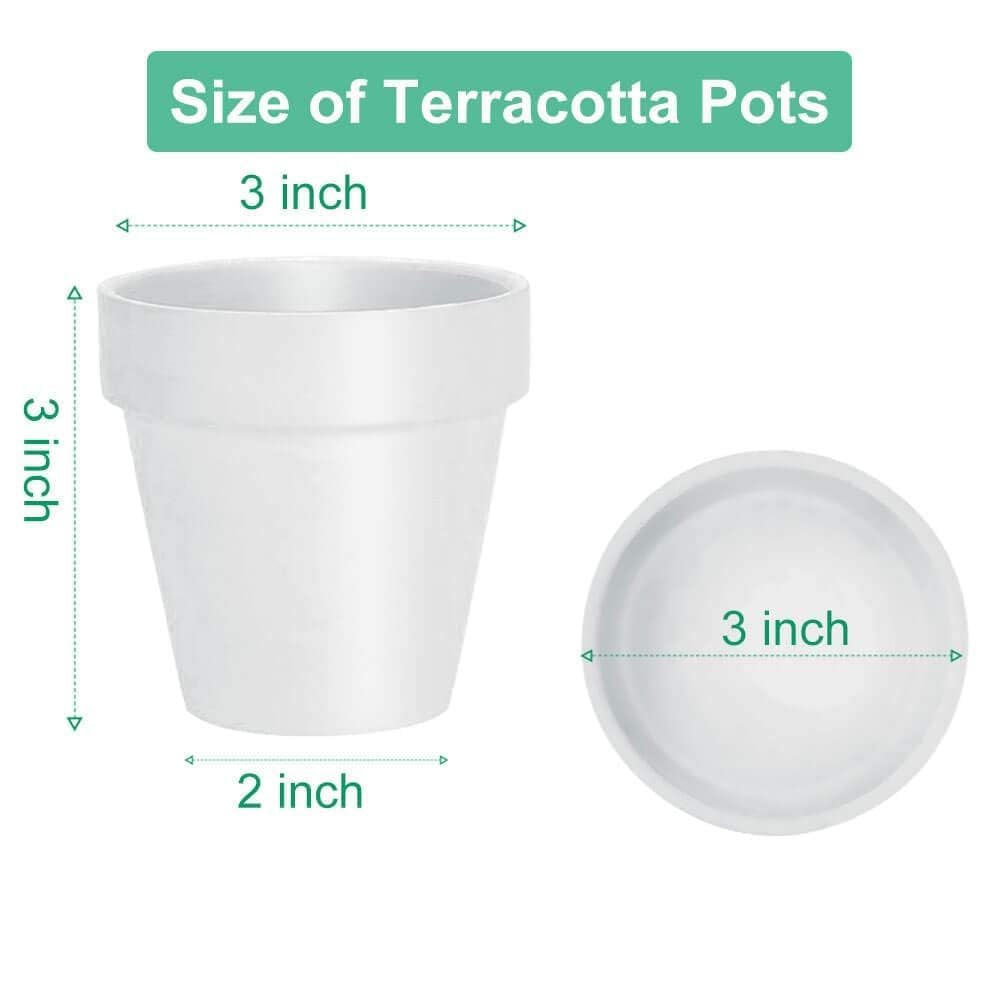 vensovo 3 inch White Terracotta Clay Pots for Plants with Saucer - 12 Pack Small Terra Cotta Planter Great for Garden Windowsill Indoor & Outdoor Wedding Favors Gifts