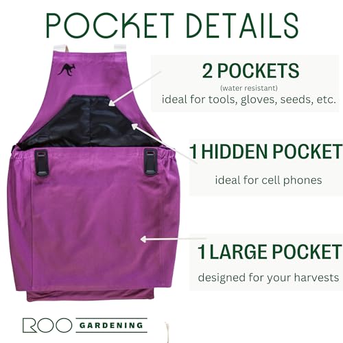 Roo Gardening Apron with Pockets for Women & Men - Canvas Garden Apron with Harvesting Pouch, Water-Resistant, Washable