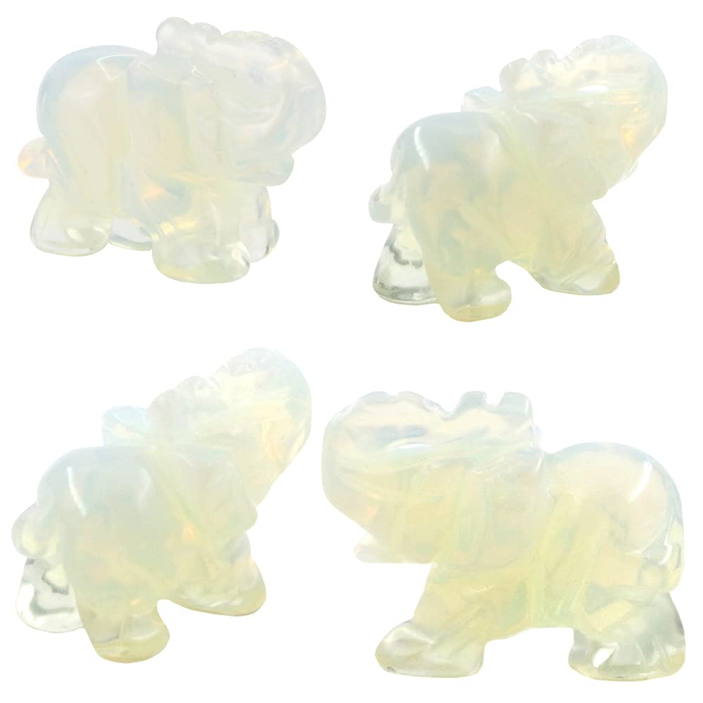 Ouubuuy Opalite Crystal Elephant Pocket Guardian Figurine Elephant Statue 1.5 inch for Healing Reiki Spiritual Gift Cute Meditation Office Room Desk Decor