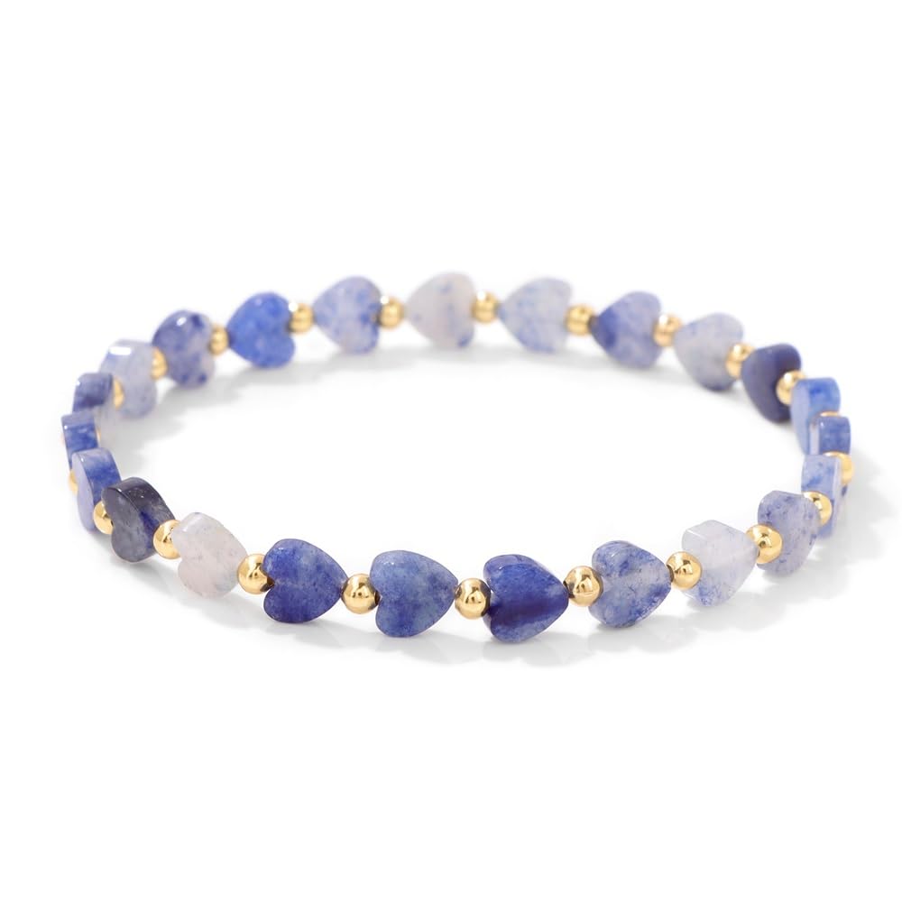 ZKJTEARY Heart Lapis lazuli bracelet for Women Deep Blue Natural Stone bracelet Healing Real Lapis lazuli Stretch bracelets Jewelry for Women Men Mom Girlfriend