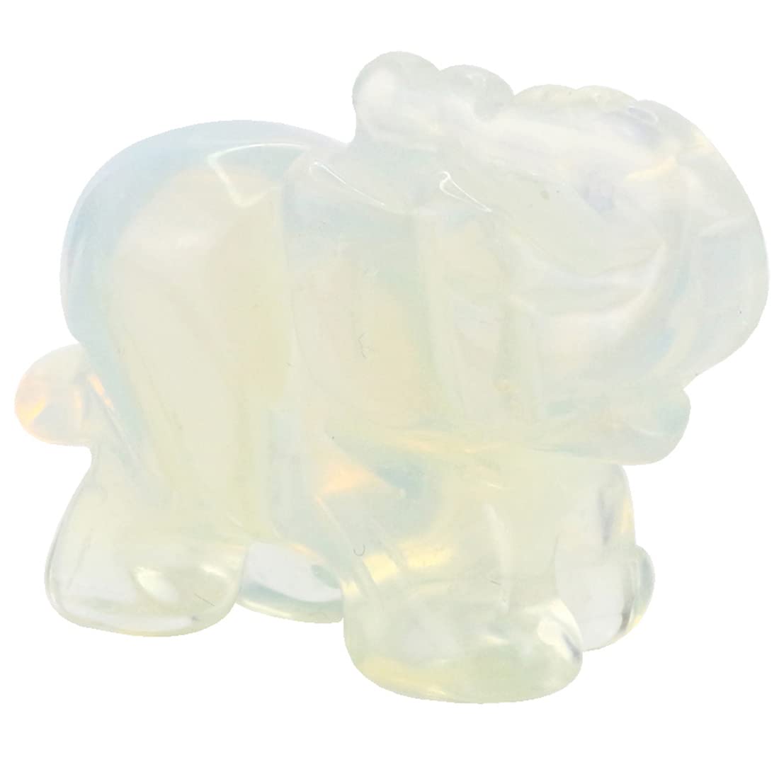 Ouubuuy Opalite Crystal Elephant Pocket Guardian Figurine Elephant Statue 1.5 inch for Healing Reiki Spiritual Gift Cute Meditation Office Room Desk Decor