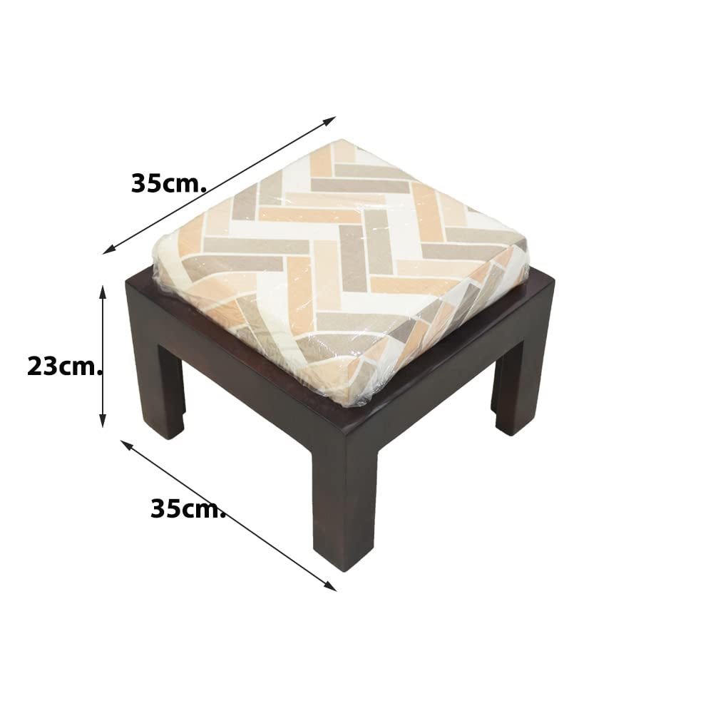 BBH Home's Handmade Light Walnut Rectangular Shaped Mango Wood Stool 14x14x9 Inch AMBBRSST0007