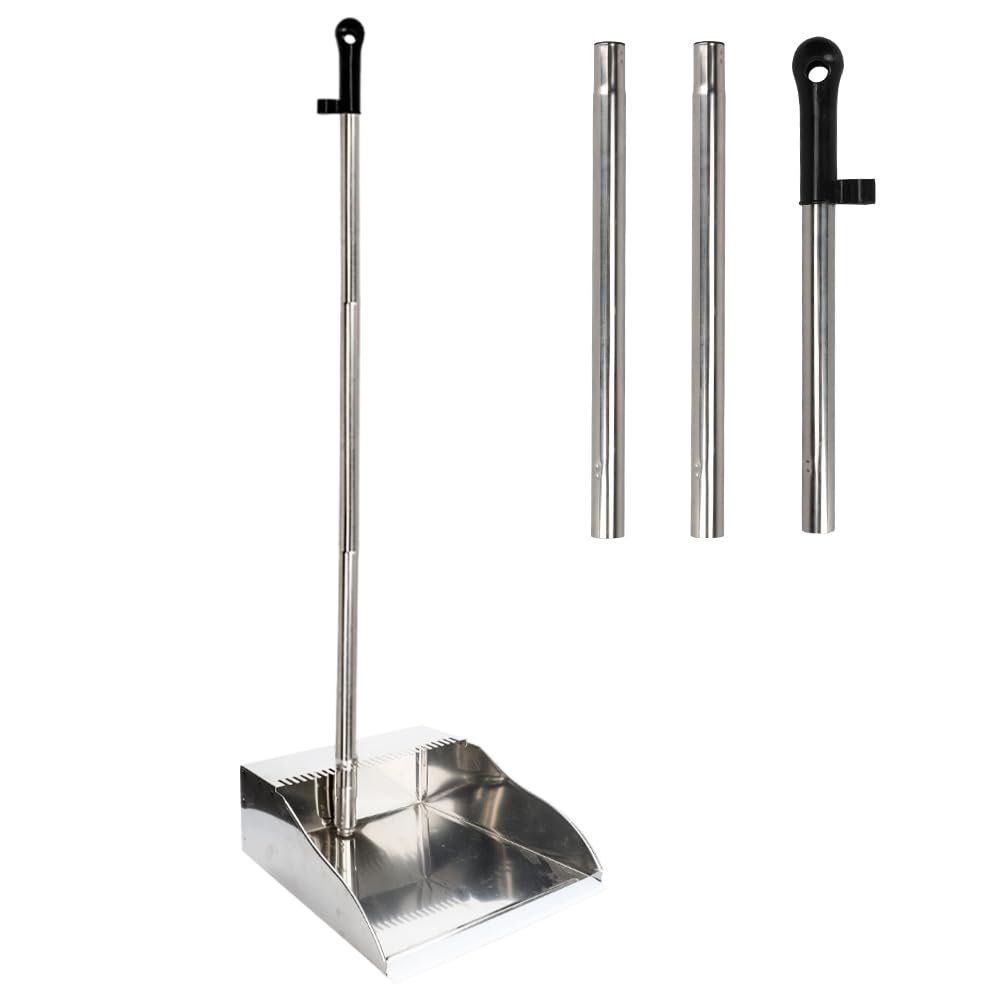 Stainless Steel Dustpan Metal Dustpan with Handle Heavy Duty Dust Pan Upright Dust Pan for Home Office Lobby