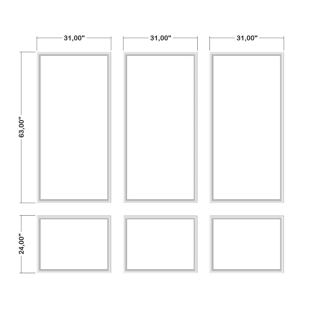 Birdeco Wall Molding Kit, Pre-Cut Wainscoting Panels, Ready to Assemble Moulding Trim for Accent Interior Decor, Easy Install for Living Room, Bedroom, Corridor & Office (3 Top & 3 Bottom Frames)