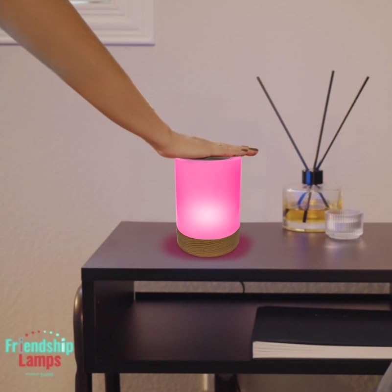 Friendship Lamp Lumi by Filimin - Best Friend WiFi Touch Lamp Real Beech Wood LED Light for Long-Distance Connection, Relationship, Friendship, Gifts, Couples, App Setup, No Subscription - Set of 2
